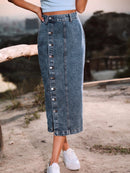 Button Down Denim Skirt - SELFTRITSS   