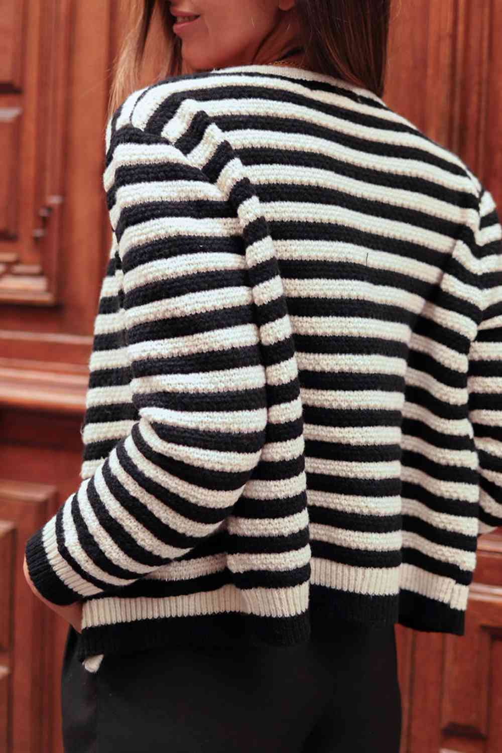 Striped Button Down Cardigan - SELFTRITSS