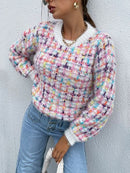 Multicolor Round Neck Dropped Shoulder Sweater - SELFTRITSS