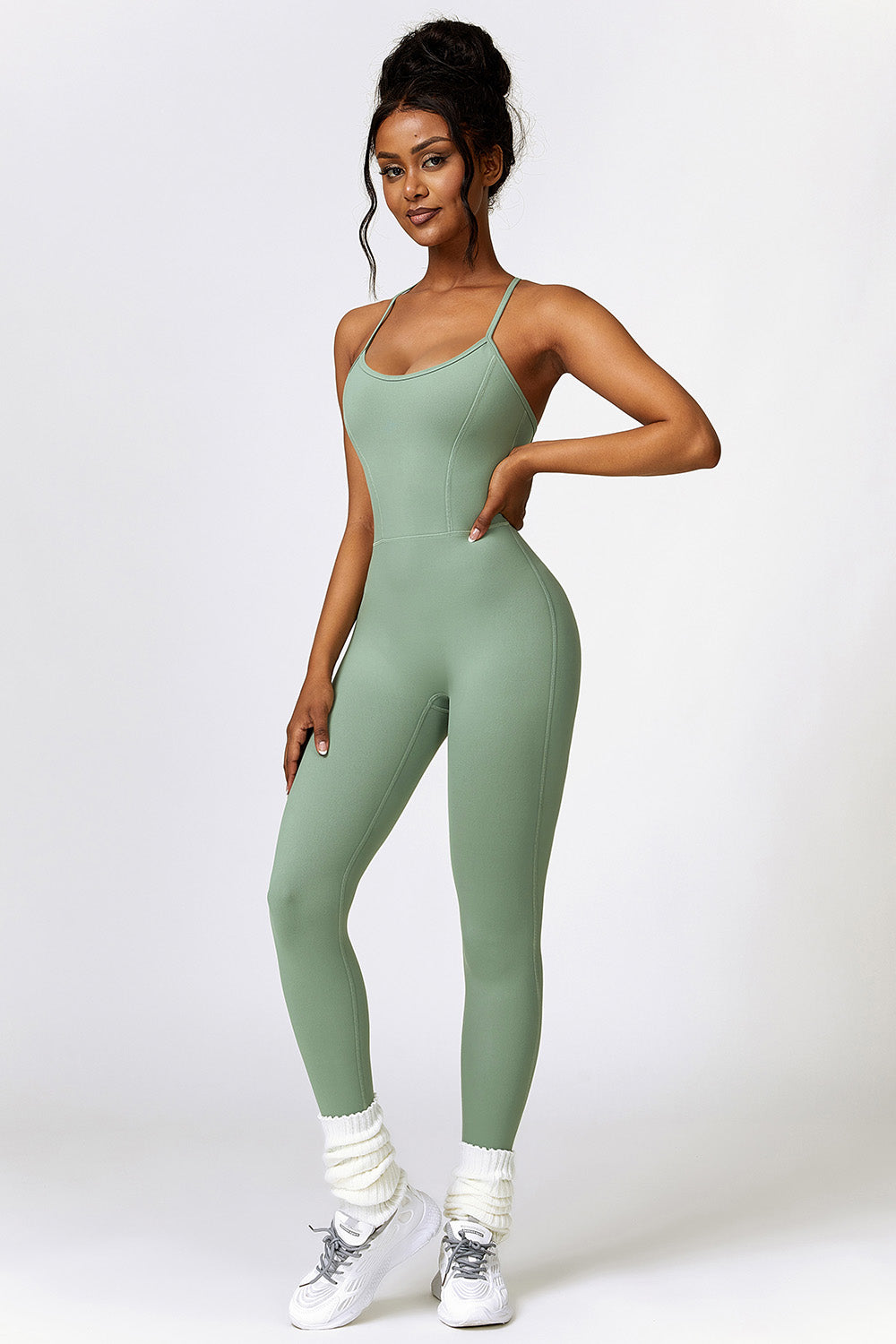 Open Back Spaghetti Strap Sports Jumpsuit - SELFTRITSS   