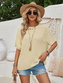 Cutout Tied Round Neck T-Shirt - SELFTRITSS