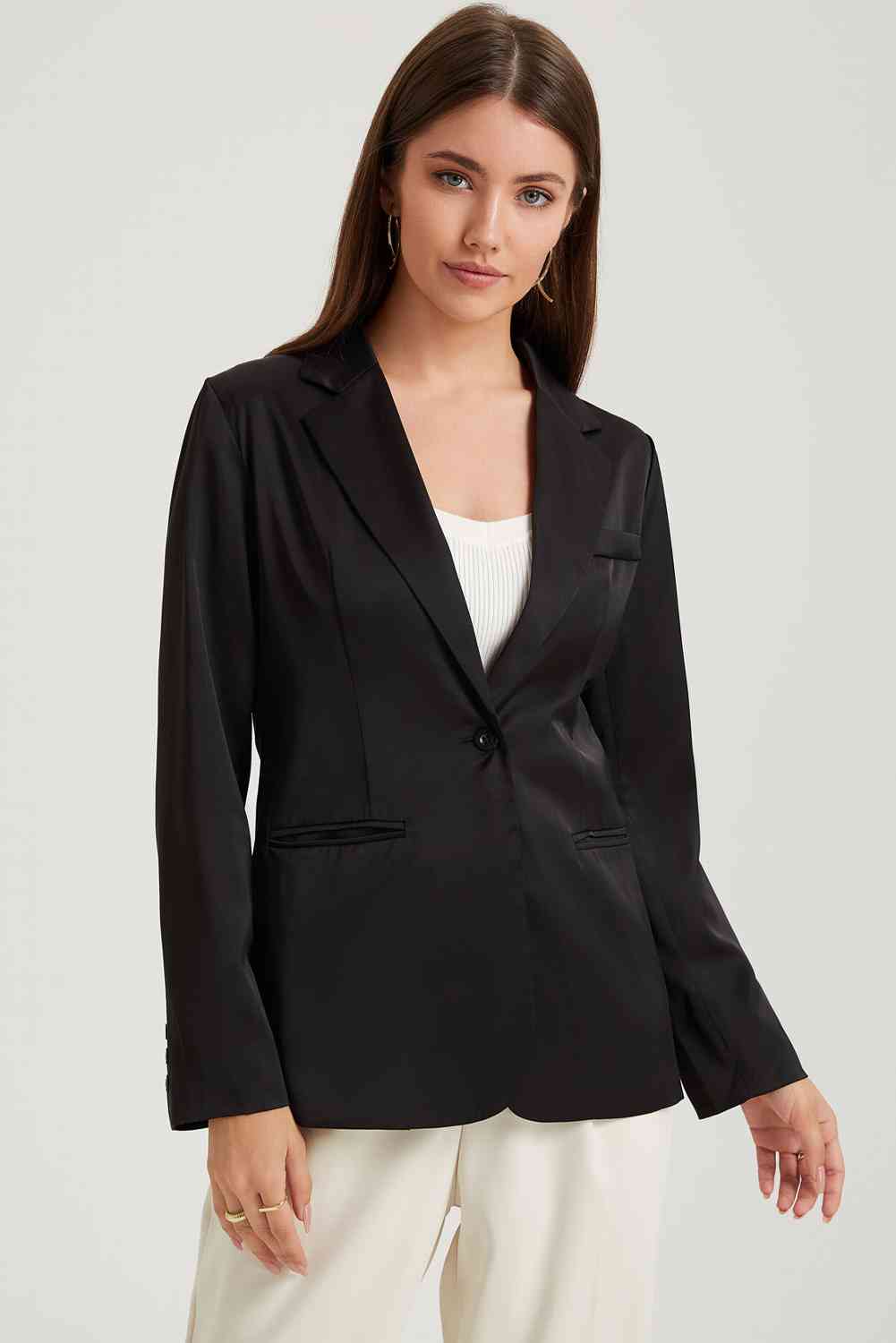 Long Sleeve Lapel Collar Blazer - SELFTRITSS   