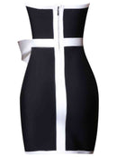 Contrast Strapless Bow Detail Mini Dress - SELFTRITSS