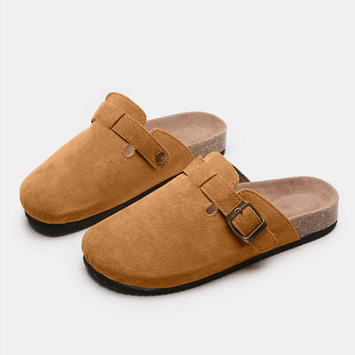 Suede Closed Toe Buckle Mule Slide - SELFTRITSS