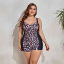 Plus Size Printed Sleeveless Swim Romper - SELFTRITSS