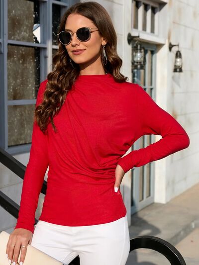 Ruched Long Sleeve T-Shirt - SELFTRITSS   