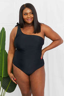 Marina West Swim Deep End One-Shoulder One-Piece Swimsuit in Black - SELFTRITSS