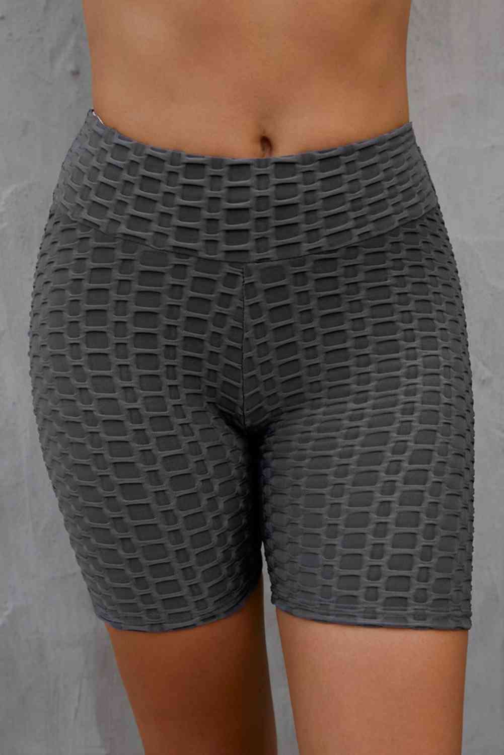 Textured High Waisted Biker Shorts - SELFTRITSS