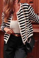 Striped Button Down Cardigan - SELFTRITSS