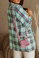 Plaid Open Front Blazer - SELFTRITSS