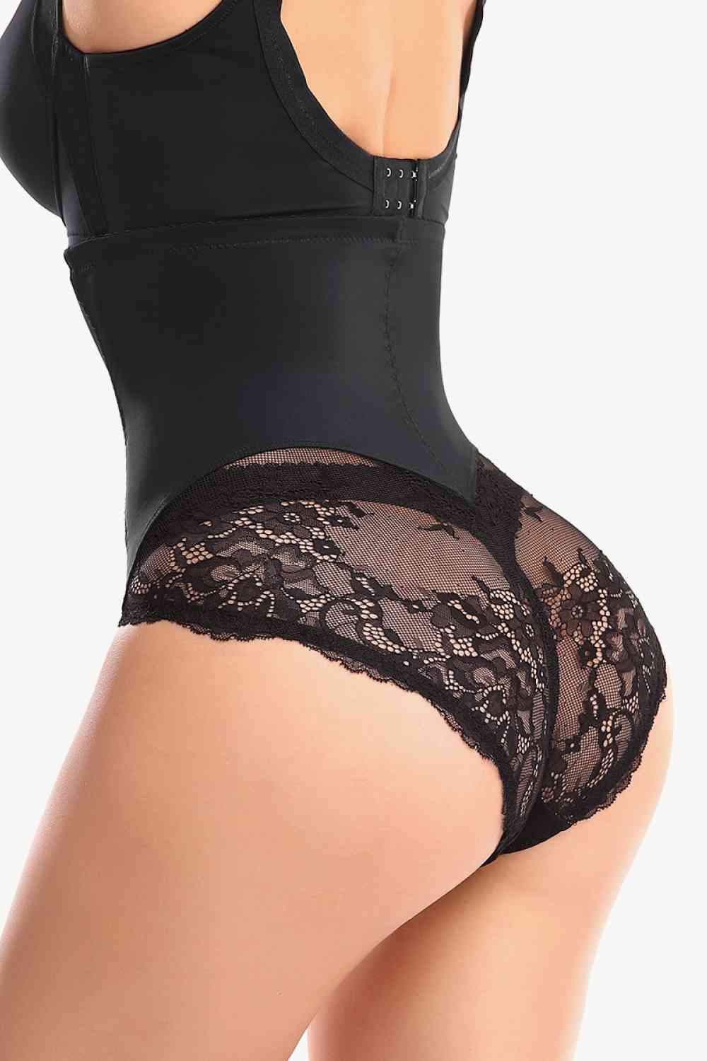 Full Size Spliced Lace Pull-On Shaping Shorts - SELFTRITSS
