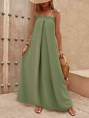 Tie-Shoulder Smocked Maxi Dress - SELFTRITSS