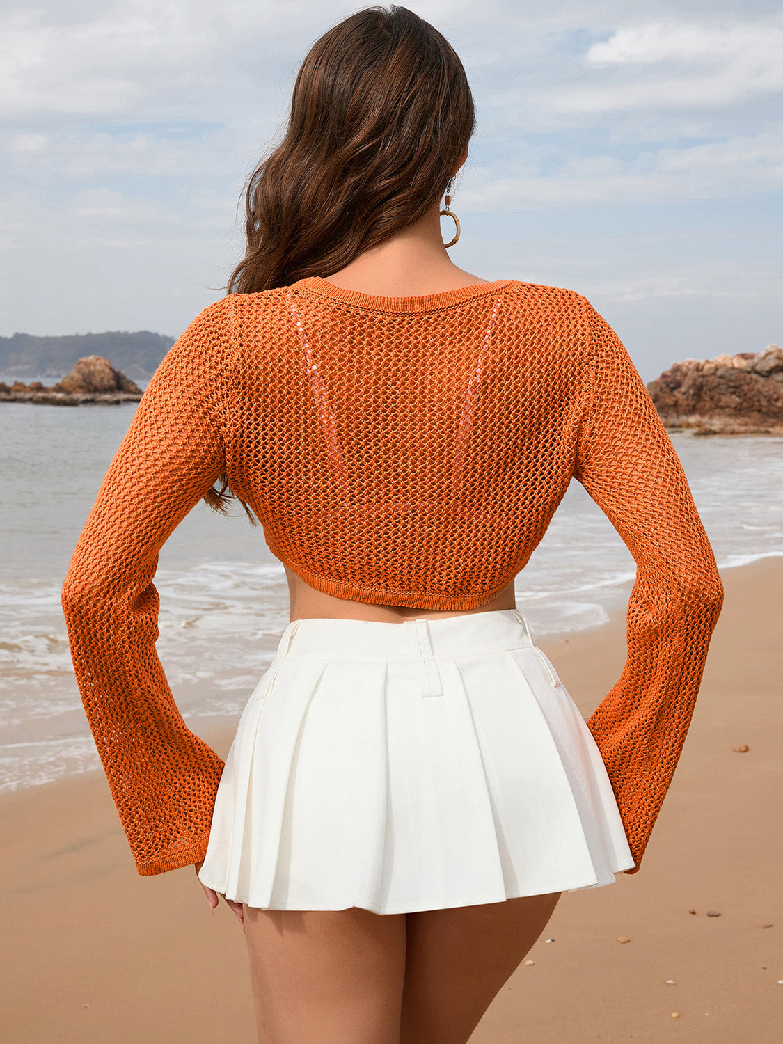 Openwork Long Sleeve Cover-Up - SELFTRITSS   