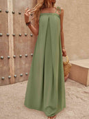 Tie-Shoulder Smocked Maxi Dress - SELFTRITSS