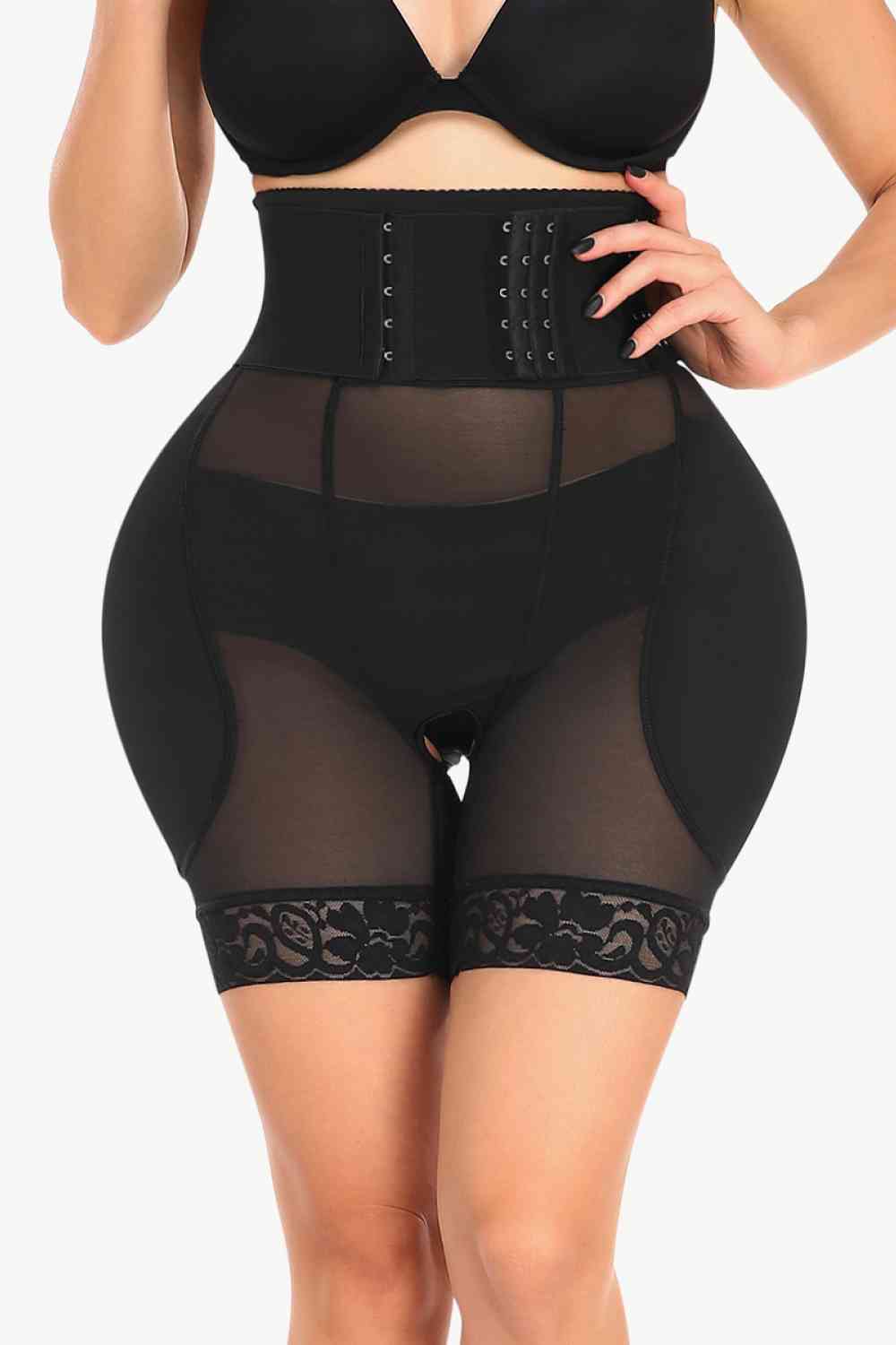 Full Size Breathable Lace Trim Shaping Shorts - SELFTRITSS