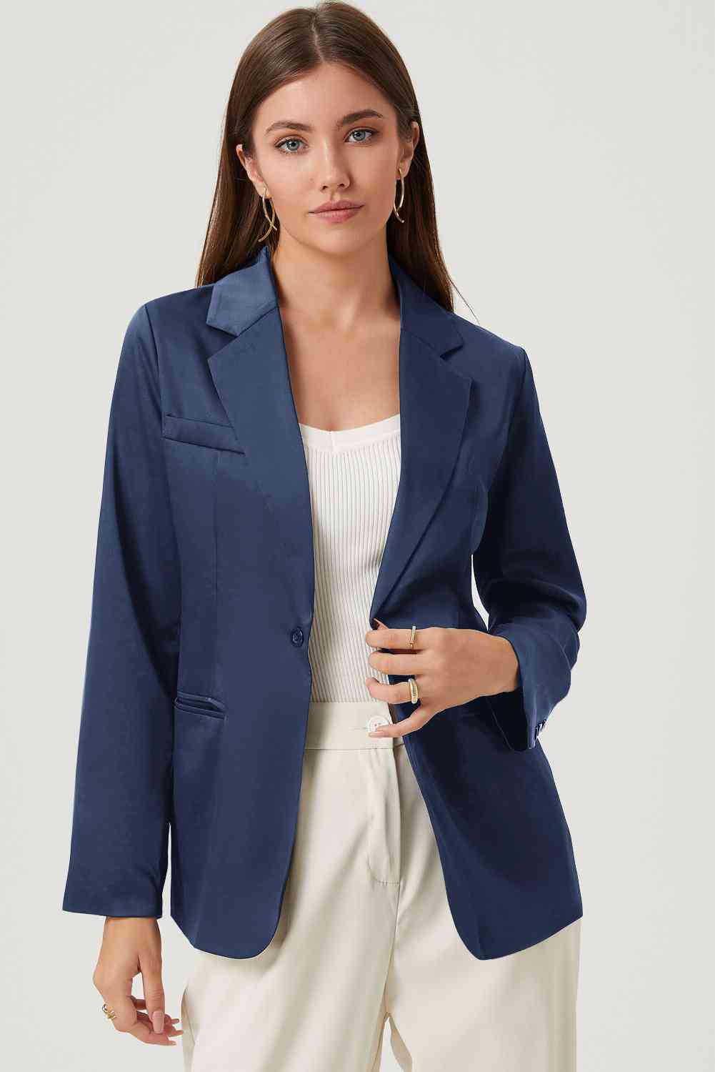 Long Sleeve Lapel Collar Blazer - SELFTRITSS   