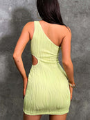 One Shoulder Cutout Mini Dress - SELFTRITSS