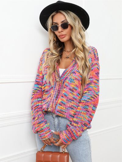 Button Up Dropped Shoulder Cardigan - SELFTRITSS