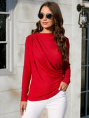 Ruched Long Sleeve T-Shirt - SELFTRITSS   