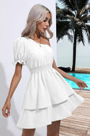 Layered Single Shoulder Flounce Sleeve Mini Dress - SELFTRITSS