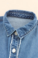 Raw Hem Button Up Denim Jacket with Breast Pockets - SELFTRITSS