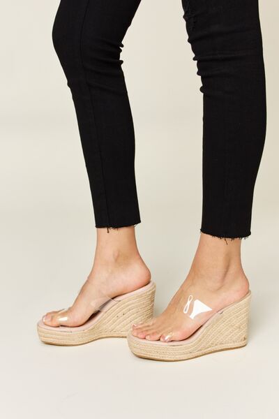 Forever Link Clear Strap Espadrille Platform Wedge Sandals - SELFTRITSS