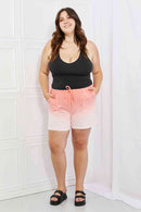 Zenana In The Zone Full Size Dip Dye High Waisted Shorts in Coral - SELFTRITSS