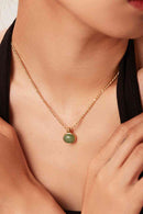 Inlaid Stone Round Pendant Chain Necklace - SELFTRITSS