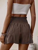 Tie Front Smocked Waist Shorts - SELFTRITSS