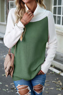 Contrast Turtleneck Raglan Sleeve Sweater - SELFTRITSS   