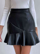 Ruffled PU Mini Skirt - SELFTRITSS