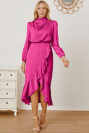 Mock Neck Ruffled Asymmetrical Dress - SELFTRITSS