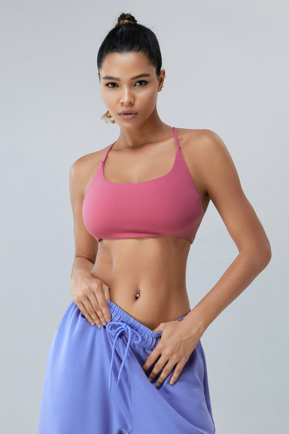 Crisscross Spaghetti Strap Active Bra - SELFTRITSS   