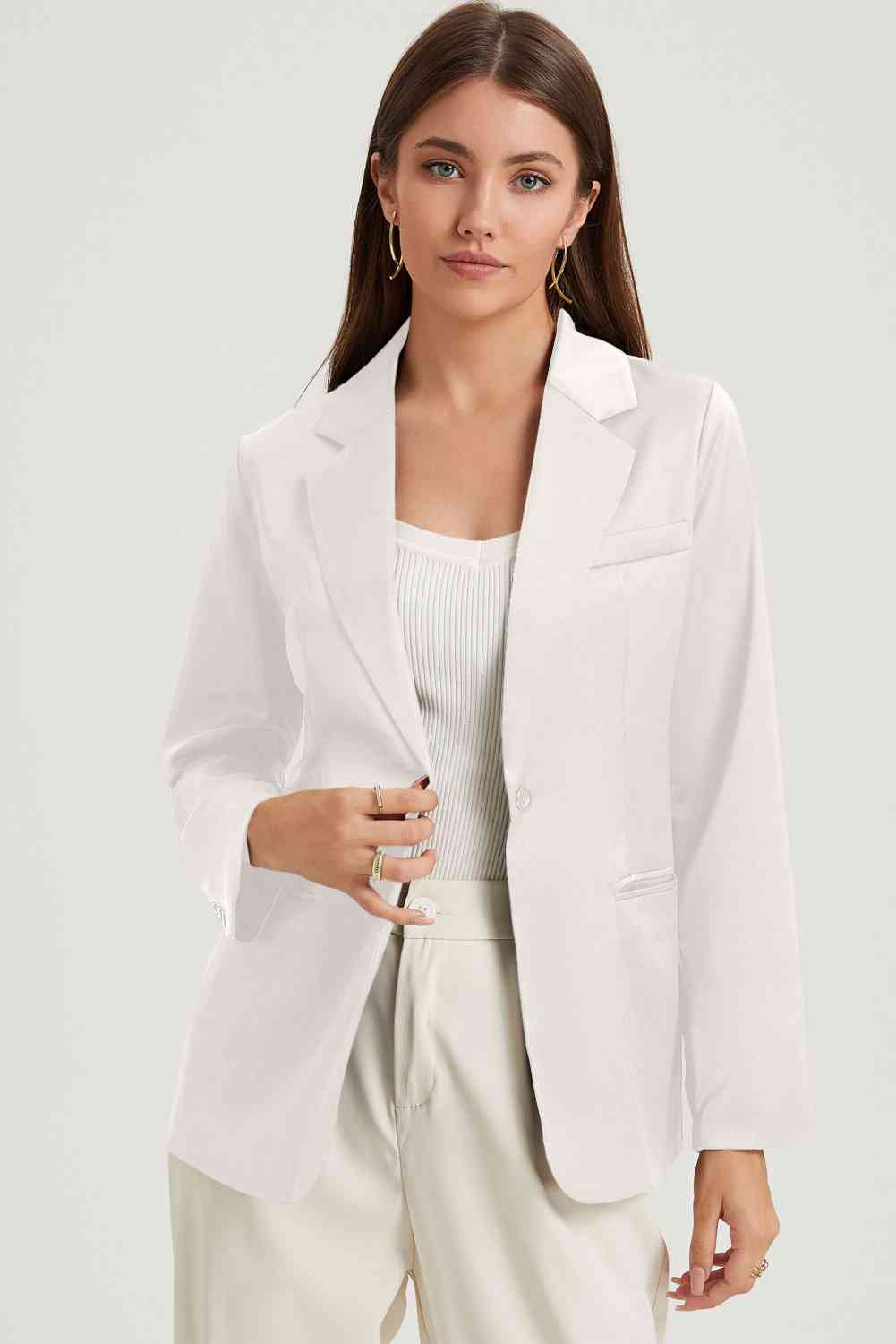 Long Sleeve Lapel Collar Blazer - SELFTRITSS   