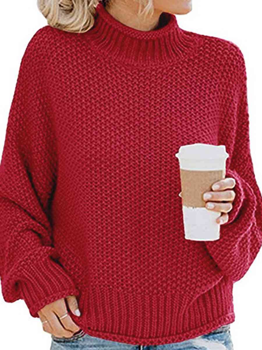 Turtleneck Dropped Shoulder Sweater - SELFTRITSS