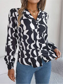 Printed Button Up Long Sleeve Shirt - SELFTRITSS