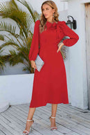 Twisted Long Sleeve Midi Dress - SELFTRITSS   