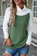 Contrast Turtleneck Raglan Sleeve Sweater - SELFTRITSS   