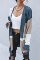 Color Block Dropped Shoulder Cardigan - SELFTRITSS   