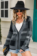 Striped Button-Front Fuzzy Cardigan - SELFTRITSS