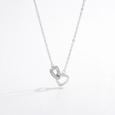 925 Sterling Silver Inlaid Zircon Heart Necklace - SELFTRITSS   