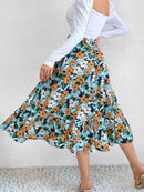 Printed Ruffle Hem Midi Skirt - SELFTRITSS