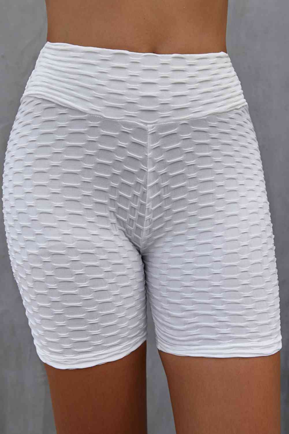 Textured High Waisted Biker Shorts - SELFTRITSS