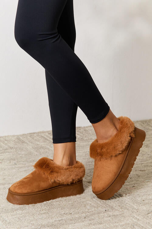 Legend Footwear Furry Chunky Platform Ankle Boots - SELFTRITSS