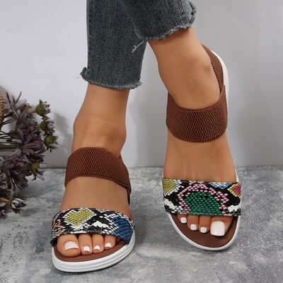 PU Leather Open Toe Low Heel Sandals - SELFTRITSS