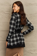 Ninexis Full Size Plaid Tie Waist Pocketed Cardigan - SELFTRITSS