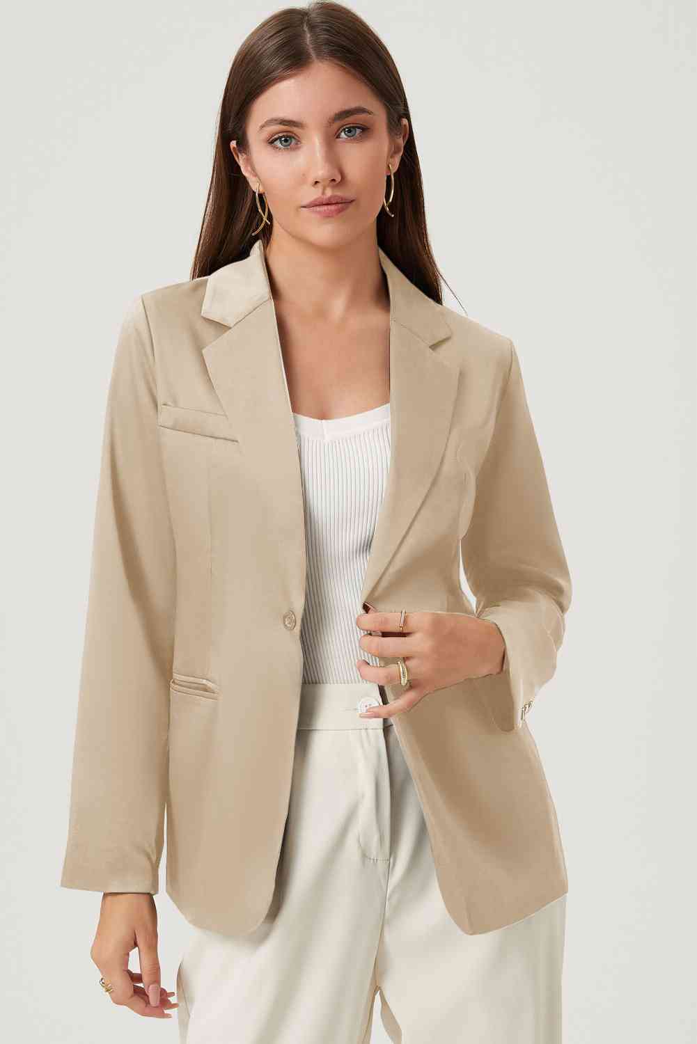 Long Sleeve Lapel Collar Blazer - SELFTRITSS   