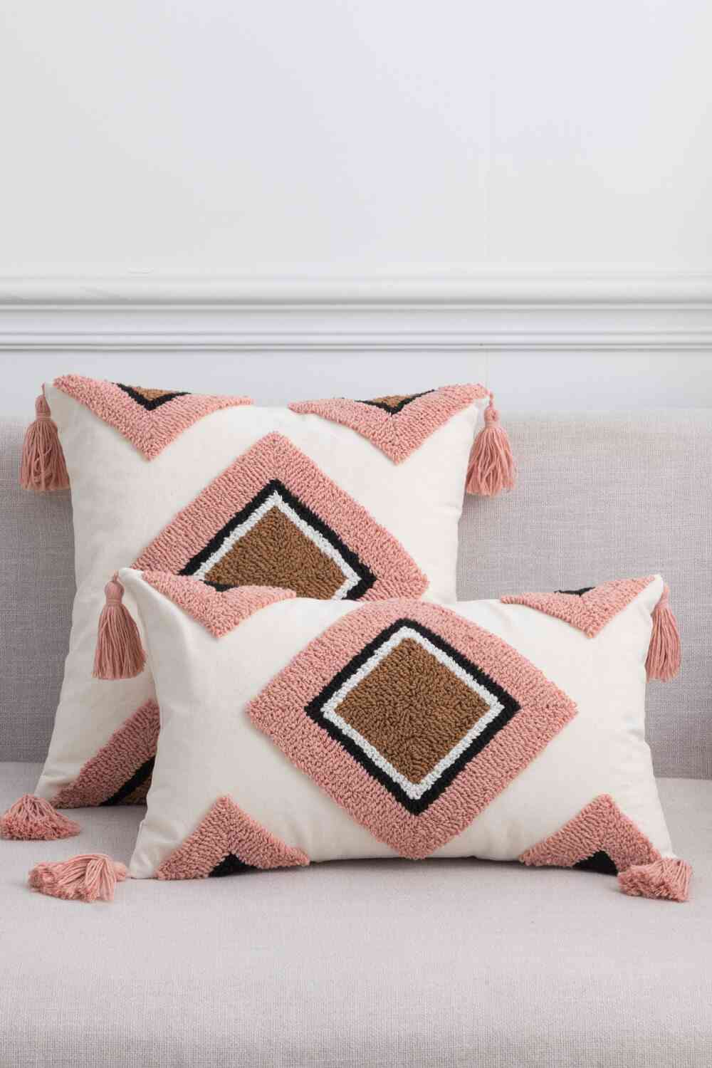 Geometric Graphic Tassel Decorative Throw Pillow Case - SELFTRITSS   