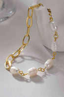 Half Pearl Half Chain Stainless Steel Bracelet - SELFTRITSS