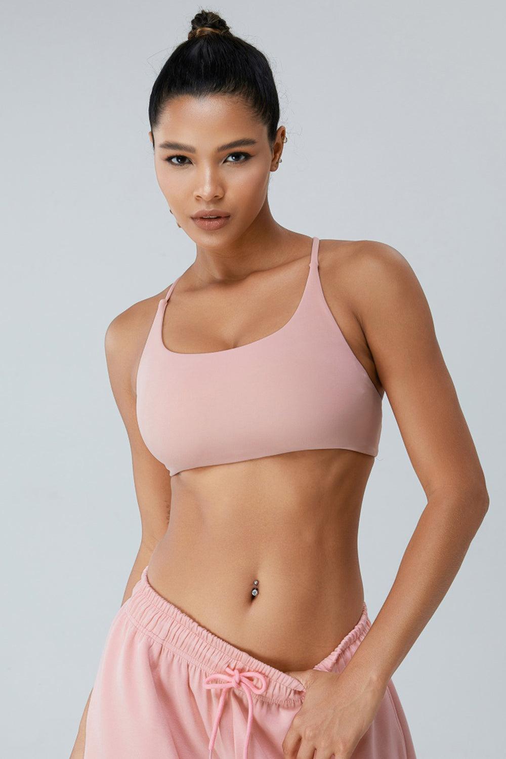 Crisscross Spaghetti Strap Active Bra - SELFTRITSS   